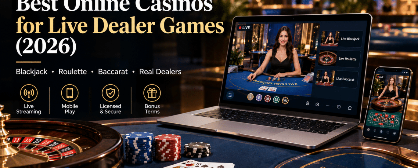 Best online casinos for live dealer games in 2026 featuring real-time casino tables and dealer-hosted games.