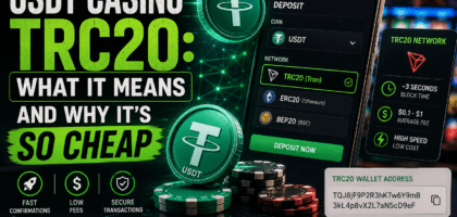 USDT TRC20 casino guide showing Tether cryptocurrency low fee transactions